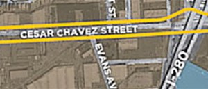 Map of Cesar Chavez Street area